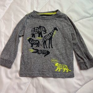 Carters 18 months long sleeve shirt gray with zoo animals, giraffe, elephant etc